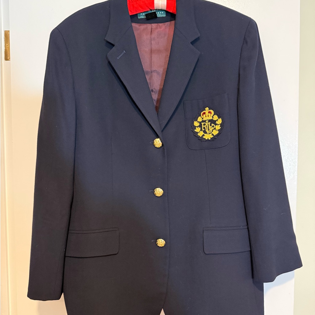 Lauren Ralph Lauren Navy Blazer With Gold Crest Buttons